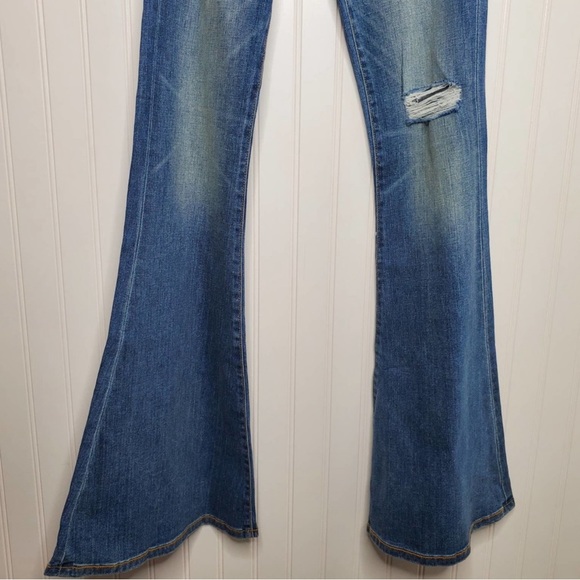 Free People x Sandrine Rose Distressed Super Flare Jeans Size 24 NWT High Rise - Picture 8 of 9